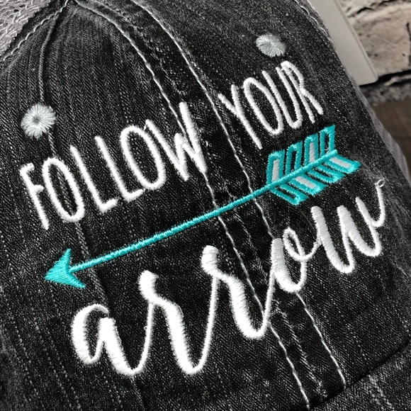 "Follow Your Arrow" Embroidered & Distressed Cap - Picture 1 of 8